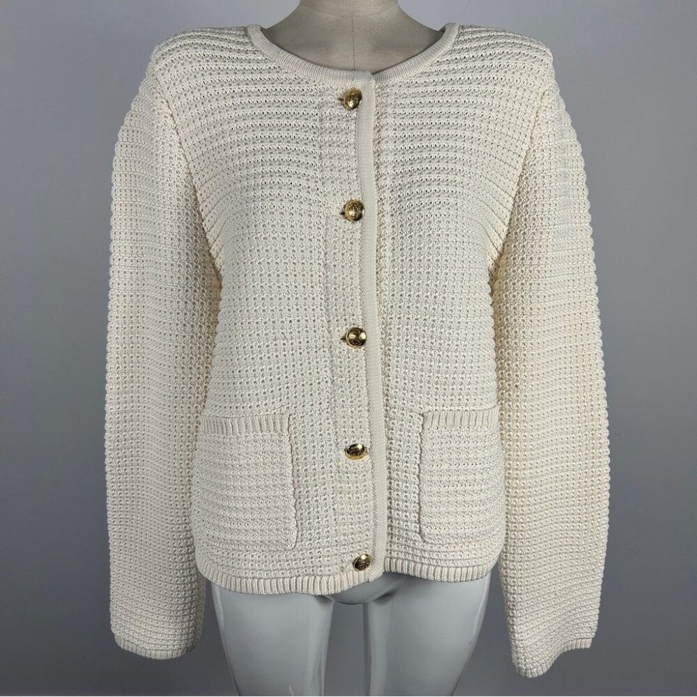❤️ Talbots Cream Button-Up Cardigan Sweater Size XL